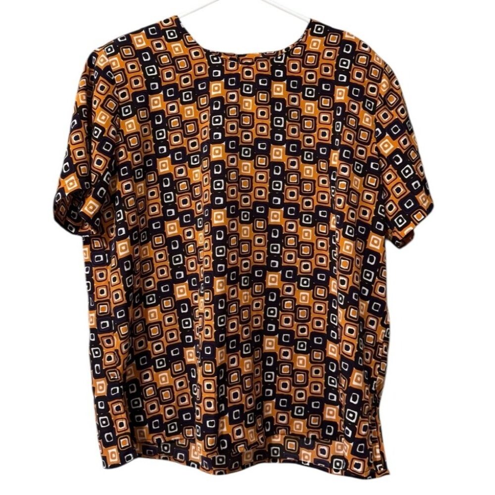 LIZ BAKER Women Size 1X Lightweight Geometric Blouse Polyester Keyhole Office